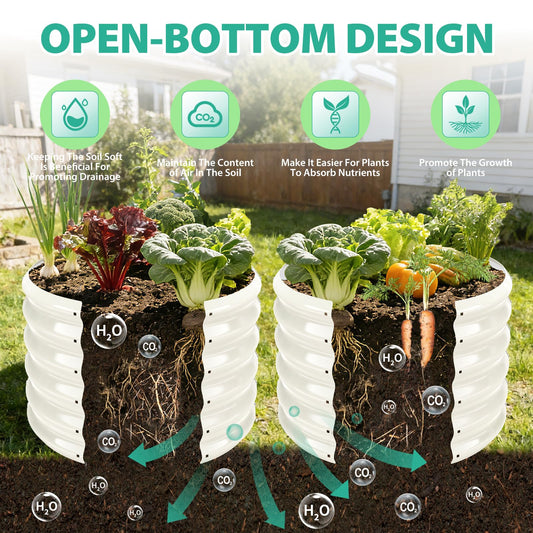 YSEJOMP 17" Tall 24" Diameter Round Raised Garden Bed Kits Outdoor White
