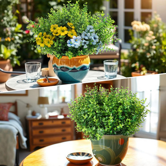 SZFIXEZ 12 Bundles Artificial Eucalyptus Bundles, Fake Greenery Stems, Faux Plants for Indoor Outdoor, All Seasons Home Office Farmhouse Wedding Patio Garden Decor,Without Pot