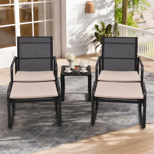 JOULEE 5 Piece Patio Bistro Conversation Set, Balcony Furniture, Beige