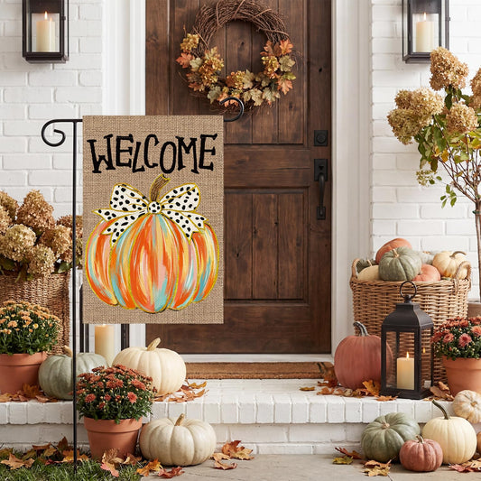 AVOIN colorlife Welcome Fall Garden Flag 12x18 Inch Double Sided Outside