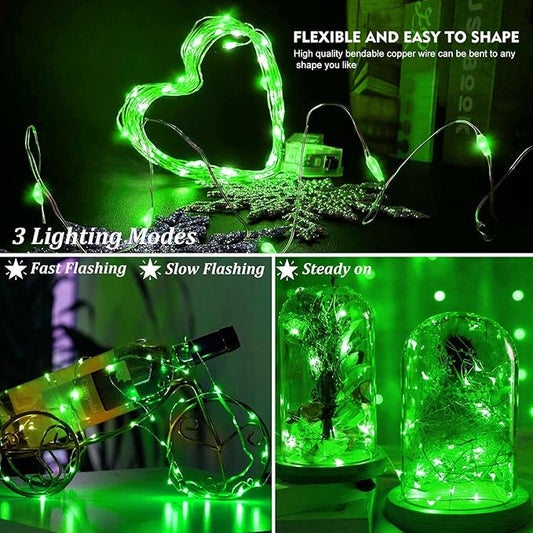 AIKEI 12 Pack LED Fairy Lights Battery Operated, String Lights Waterproof 7 Feet 20 Led Firefly Starry Lights for Wedding Party Bedroom Garden Christmas Decoration (Green, 12 Pack)