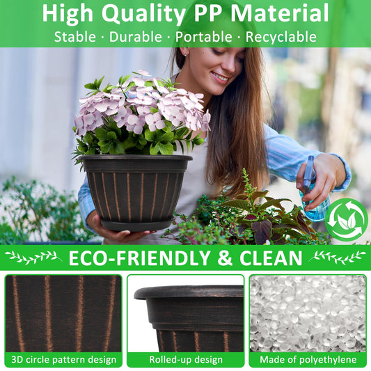 10 Inch Plant Pots,4 Pack Flower Pot,Planters Pot with Drainage Hole
