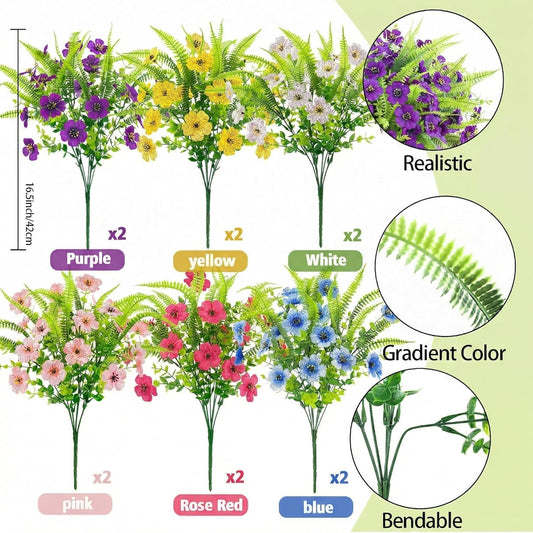ATTGREAT Artificial Flowers Outdoors UV Resistant, 12 Bundle(Multicolor)