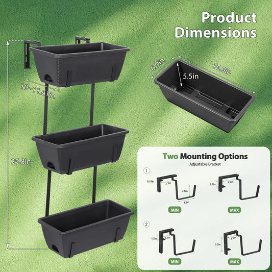 OYEAL Railing Planter Box Outdoor Deck Railing Planter Boxes