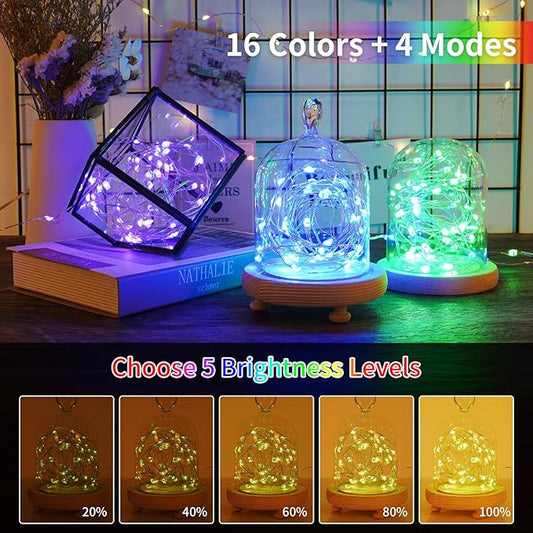 33ft 100LED Fairy Lights Battery Operated, 2 Pack 16.5ft 16 Color Changing String Lights with Remote Timer, RGB Waterproof Twinkle Lights for Indoor Outdoor Room Garden Yard Decor