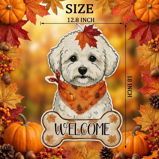 Fall Bichon Frise Decor Outdoor - Bichon Frise Fall Dog Decor Double Sided Garden Flag Outside Vertical Autumn Holiday Welcome Yard Decoration Lawn Outdoor Decor