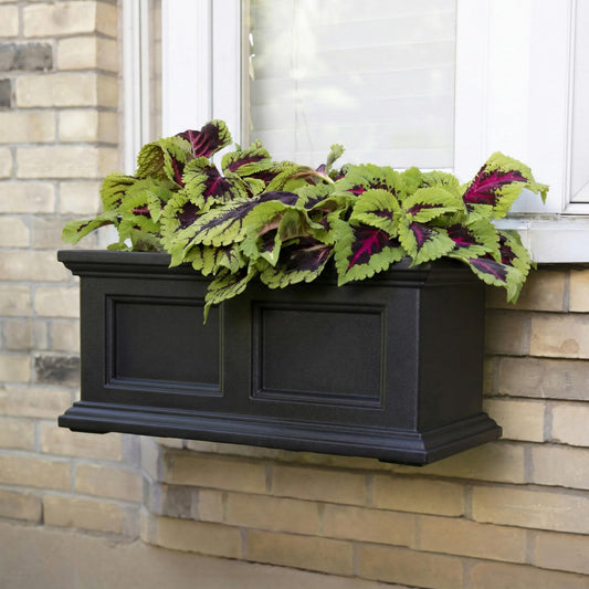 Mayne Fairview 24in Self-Watering Rectangular Window Box Planter, Black
