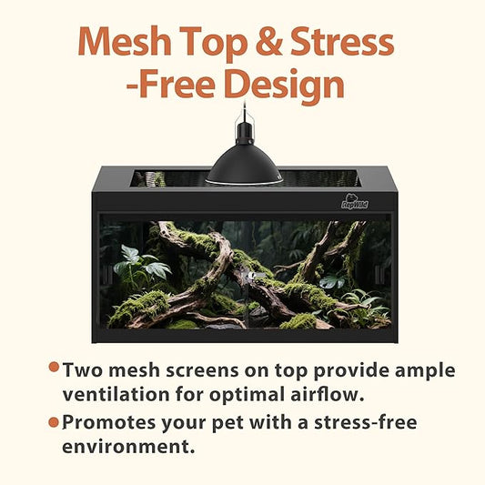 20 Gallon PVC Reptile Enclosure, RepWild 24"x18"x12" Terrarium/Tank with Heavy-Duty Screen Top, Glass Sliding Doors & Lock for Bearded Dragons, Ball Python, Geckos, Lizards