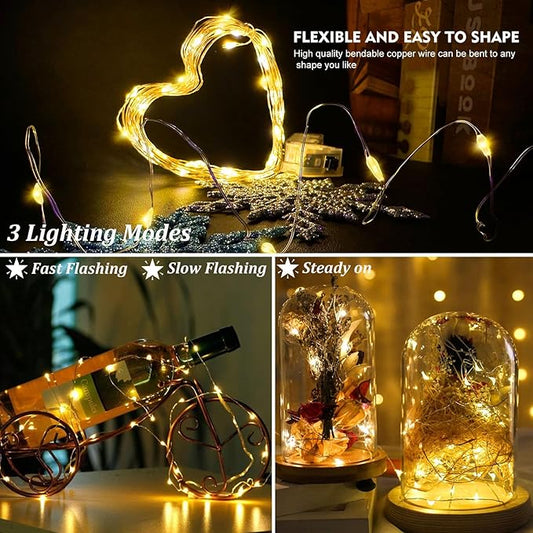 AIKEI 100 Pack LED Fairy Lights Battery Operated, Mini String Lights Waterproof 7 Feet 20 Led Firefly Starry Lamps for Wedding Party Bedroom Garden Christmas Decoration Warm White