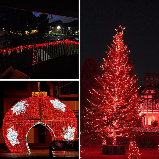 66FT 200 LED Fairy Lights Plug in, 8 Modes Christmas Twinkle Lights Red