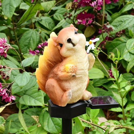 Squirrel Garden Decor Solar Lights Outdoor Decorations Pathway Stakes