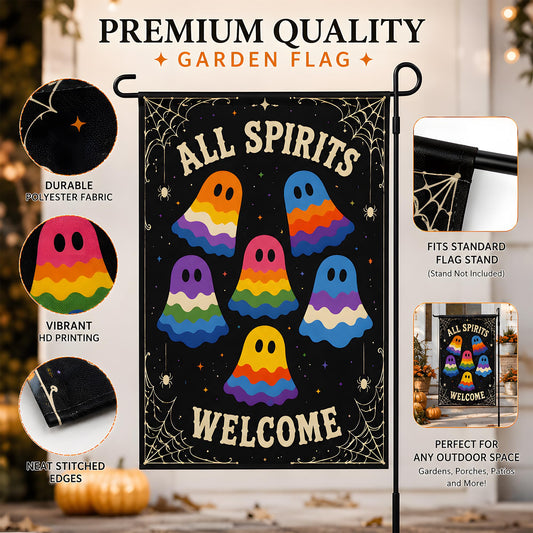 Halloween Decorations - All Spirits Welcome Halloween Garden Flag
