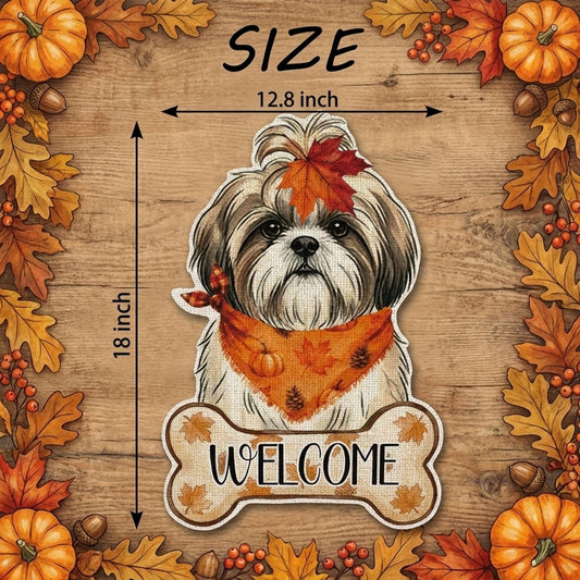 Fall Shih Tzu Decor Outdoor - Shih Tzu Fall Dog Decor Double Sided Garden Flag Outside Vertical Autumn Holiday Welcome Yard Decoration Lawn Outdoor Decor