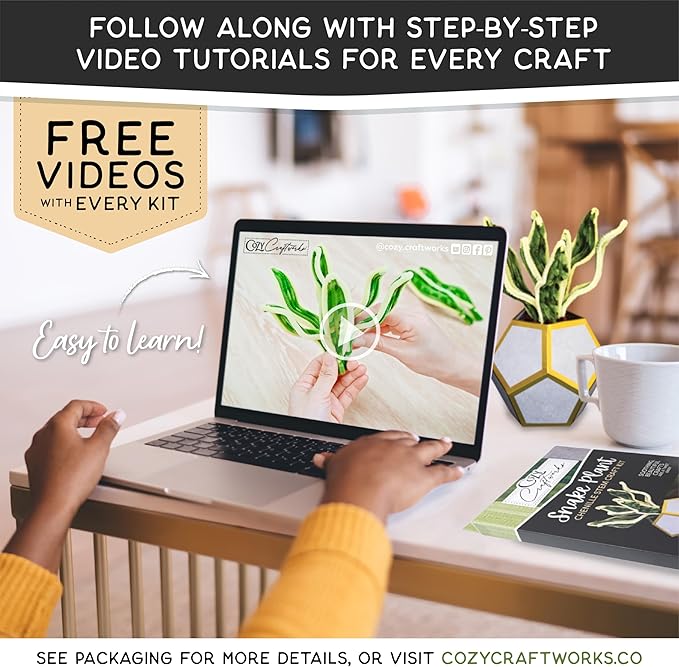 WeVeel Cozy Craftworks Chenille Stem Flower & Succulent Craft Kit for Adults – Create a Wildflower Bouquet and Succulent Box Garden – Relaxing DIY Botanical Arts & Crafts Set