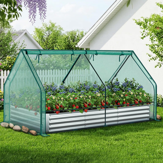 Ohuhu 8x4x1 FT Raised Garden Bed Outdoor with Cover, 3-in-1 Gardening Set