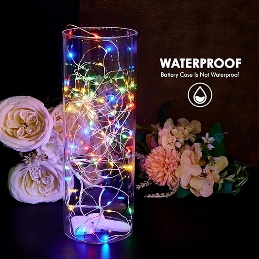 Bexdir 12 Pack Fairy Lights Battery Operated String Lights,7FT 20LED Waterproof Silver Wire Christmas Lights Outdoor,Firefly Mini Lights for Bedroom Party Birthday Wedding Home Decor