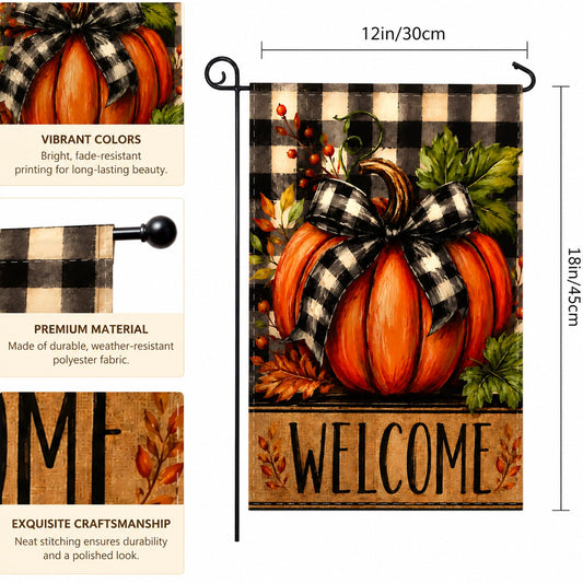 Fall Decor - Pumpkin Welcome Garden Flag | Thanksgiving Decorations