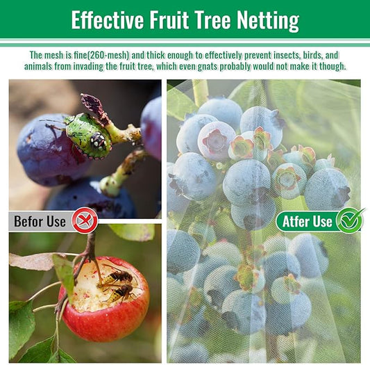 Mckanti 8.2 x 6.6 ft Fruit Tree Netting with Zipper and Drawstring for Garden, Bird Netting Covers for for Fruit Trees to Prevent Squirrels, Birds 