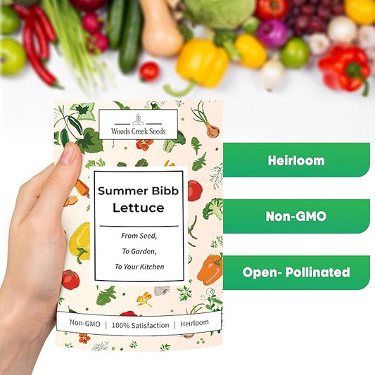 Summer Bibb Heirloom Lettuce Seeds for Planting - Over 2,700 Non-GMO Seed Pack for Growing Indoors, Outdoors, or as Hydroponic Seeds - Beginner-Friendly Green Leaf Lettuce Seed | Woods Creek Seeds