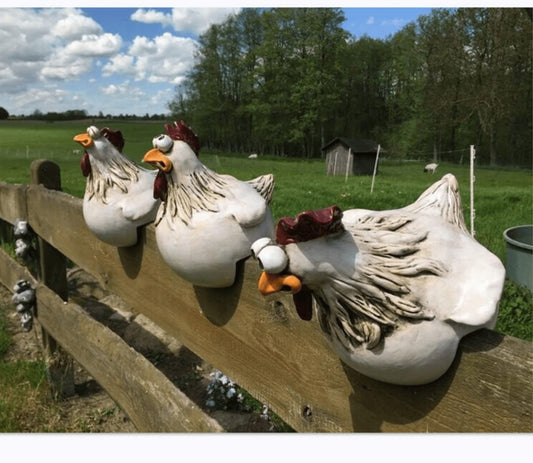 Euiroet Funny Farm Chickens Statues,Cute Chicken Fence Decoration,Resin Chickens Decor,Outdoor Real Animal Statue,Chicken Sculpture,Perfect for Home Garden Stairs,Farm,Patio,Backyard