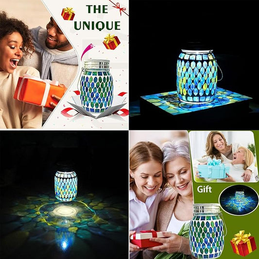 Mosaic Lights Solar Outdoor Hanging Lanterns, Garden Decor Christmas Gifts for Women Mom Grandma Halloween Decor Lights, Outdoor Waterproof Lights, Garden,Patio,Pathway & Yard Décor