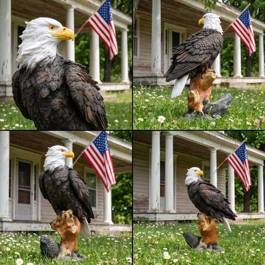 Euiroet 13.2" Real Eagle Outdoor Sculpture,Funny Bird Statue,Garden Beach Statue Decorations,Resin Animal Seabird Ornaments,Coastal Beach Decor,Patio Decor for Table Statues for Garden,Lawn,Yard
