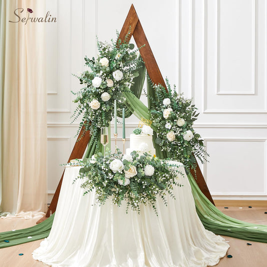 Serwalin 300PCS Mixed Eucalyptus Stems with Baby's Breath Greenery