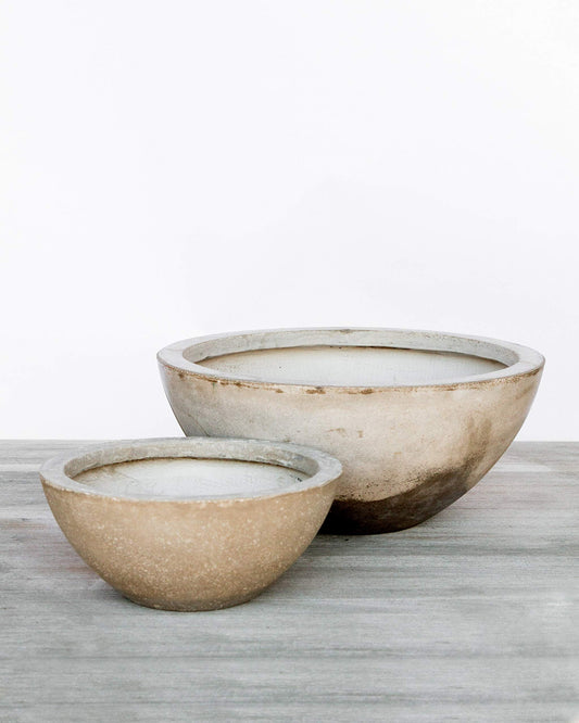 Gardenuity Resin Flower Pots and Garden Planters - Natural Concrete Stone Look, Indoor Plant Pots or Outdoor Planter, Very Light, Large & Small (Large)