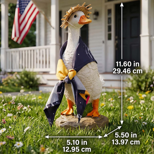 Euiroet 12" Real Farm Porch Goose Statue, Resin Yard Duck, Whimsical Outdoor Decor, Perfect for Garden, Patio, Backyard - Durable & Weather-Resistant, Pair with a Variety of Scarf Decorations