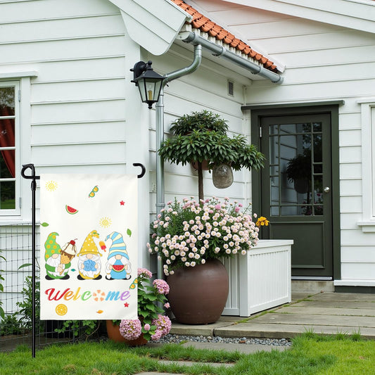 Cryfox Summer Welcome Garden Flags 12 x 18 Inch for Outside Cute Gnomes Outdoor Yard Flag Signs Double Sided 12 x 18 Home Decorations