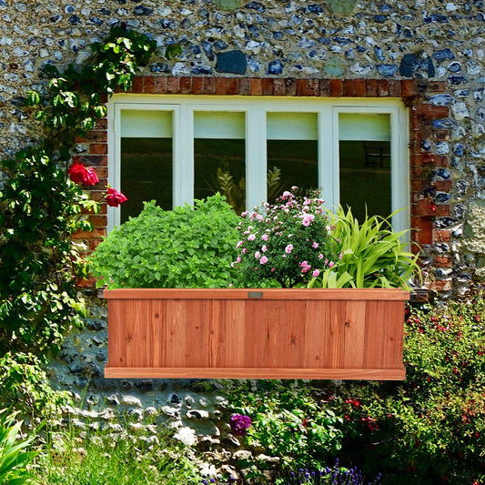 Giantex Raised Garden Bed Flower or Vegetable Planter Window Mounted Plant Box for Garden, Yard Wood Box for Planting, 40"x12"x12"