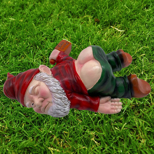 MINICAR Funny Drunk Garden Gnome Statue Outdoor Yard Lawn Patio Decoration