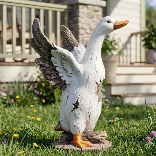 Euiroet 12" Real Farm Porch Duck Statue, Resin Large Lawn Yard Porch Goose, Whimsical Outdoor Decor Gift Idea, Concrete Porch Goose Perfect for Garden, Patio, Backyard - Durable & Weather-Resistant