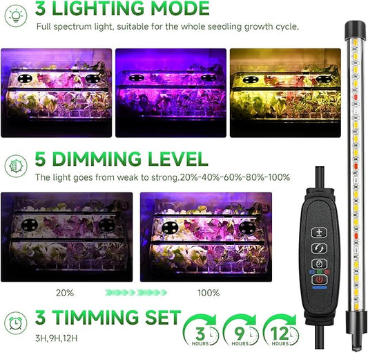 120 Cells Seed Starter Trays with Grow Lights, Color Change Grow Lights for Seed Starting Kit, 3 Timming Set, Indoor Plant Growing Kit for Gardeners, Germination Trays Kits, Gardening Gifts