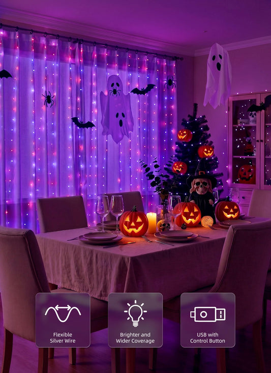 Brightown 300 LED Fairy Curtain Lights, 9.8ft x 9.8ft Curtain String Lights