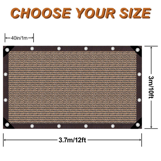 GCEXDLDP Garden Shade Cloth 10x12ft UV 70% Sunblock Outdoor Sun Shade with Grommets Sun Shade Outdoor Cover Plant Covers Freeze Protection Shade Cloth for Chicken Coop Cover Brown10x12FT