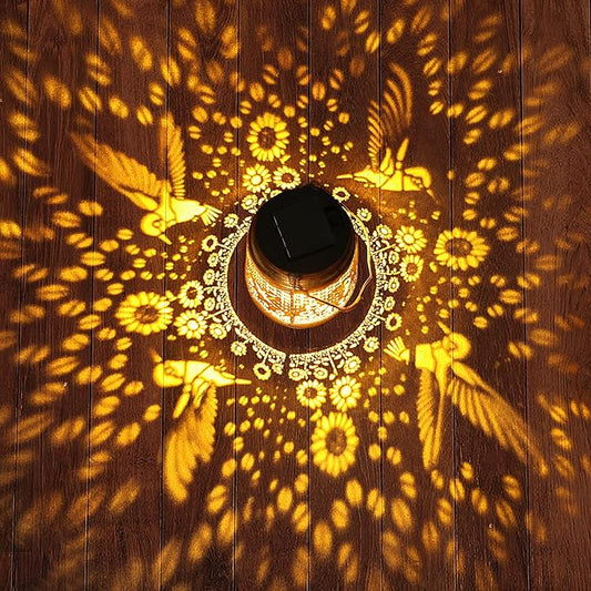 Solar Lanterns Outdoor with Shepherd Hook Waterproof Hummingbird Sunflower Garden Decor, LED Hanging Lights Metal Decor for Yard, Patio, Tabletop, Lawn, Perfect Christmas Gift for Women, Mom, Grandma