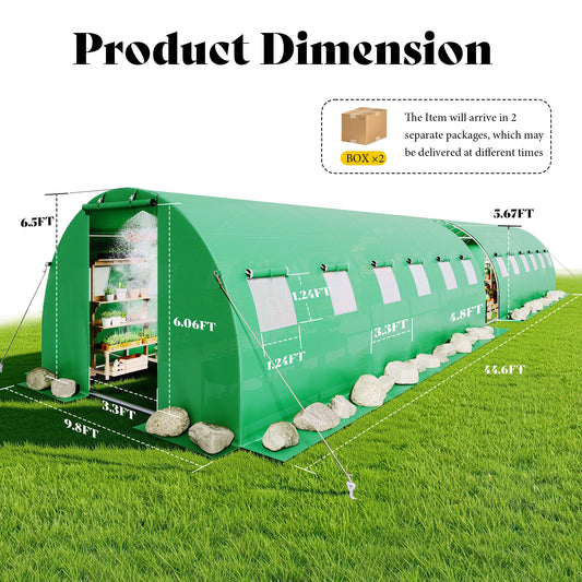AMERLIFE 10x44 FT Green Tunnel Greenhouse Cover (Frame NOT Included)