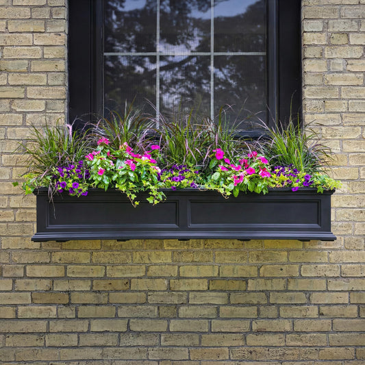 Mayne Fairview 60in Self-Watering Rectangular Window Box Planter, Black