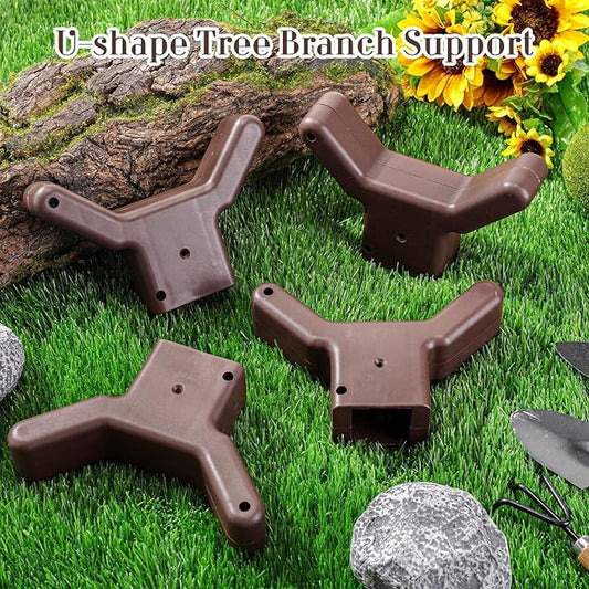 Yungyan 4 Pcs Tree Support, Plastic Fruit Branch Support Device Tree Brace Prevent Them from Breaking for Vineyards Ornamental Gardens Orchards Fits on Standard 1.57 x 1.57 Inch Lumber (Brown)