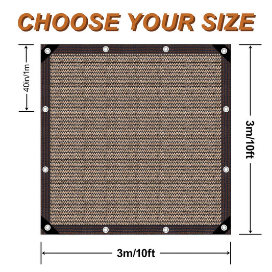 Garden Shade Cloth 10x10ft UV 70% Sunblock Outdoor Sun Shade with Grommets Sun Shade Outdoor Cover Plant Covers Freeze Protection Shade Cloth for Chicken Coop Cover Brown10x10FT