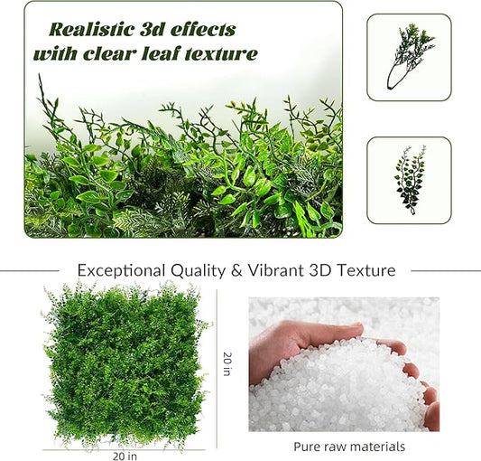 DOPGIB Greenery Faux Grass Wall Backdrop: 20"x20" (16P) UV-Anti Artificial Green Boxwood Panel for Patio Balcony Privacy & Ivy Fence Covering Privacy, Garden, Backyard Wall Backdrop Decor