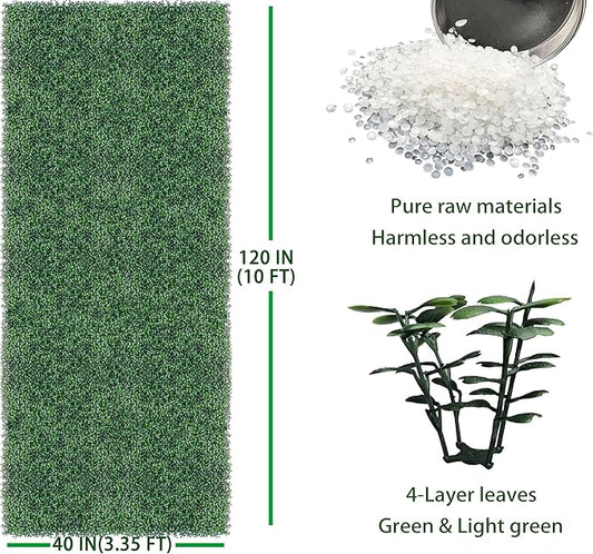 ODTORY Artificial Boxwood Roll Panels:40 X 120 in(33.5 sqft) UV-Anti More Dense Greenery Grass Wall Backdrop Panels for Indoor Outdoor Green Home Decor & Ivy Fence Covering Privacy
