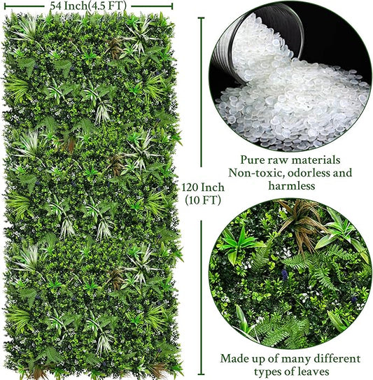 ODTORY Artificial Boxwood Topiary Hedges Panels: 54'' x 120'' UV-Protected Privacy Faux Grass Wall Backdrop Fence Screen for Patio, Balcony, Garden, Backyard Indoor Outdoor Green Decor