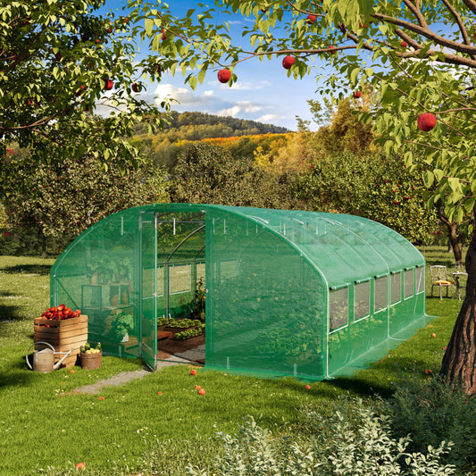 TOOLPORT 13x20 ft Premium Tunnel Greenhouse, 180g PE Cover, Green