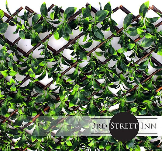 3rd Street Inn Gardenia Leaf Trellis 4-Pack - Bamboo Greenery Panel - Boxwood and Ivy Privacy Fence Substitute - DIY Flexible Fencing (Gardenia)