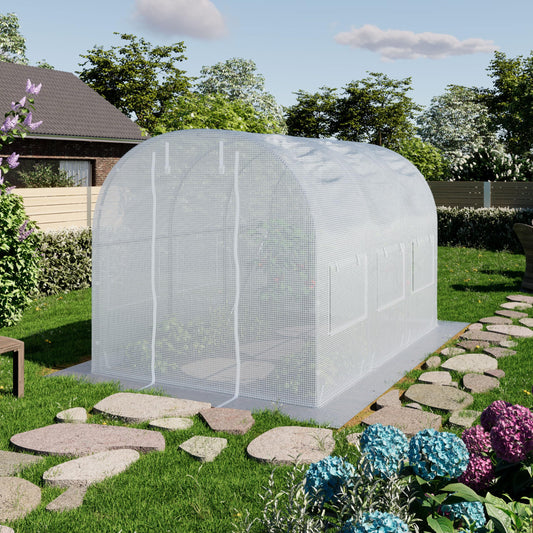 TOOLPORT 6.5x10 ft Tunnel Greenhouse, 180g PE Cover, White