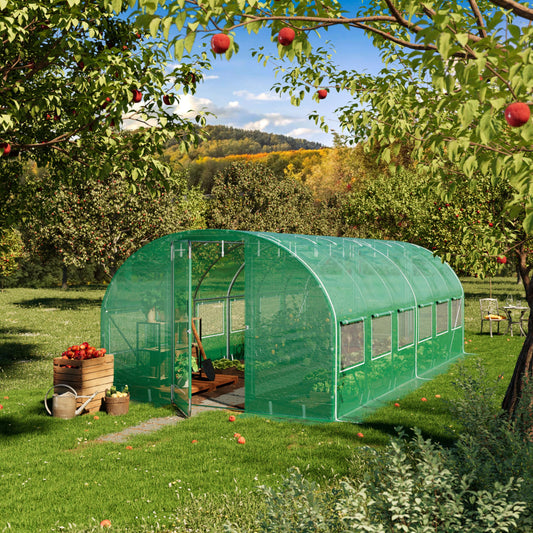 TOOLPORT 10x20 ft, Premium Tunnel Greenhouse, 180g PE Cover, Green