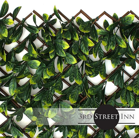 Laurel Leaf Trellis - Expandable Faux Privacy Fence - Lattice Panels for Outside - Bamboo Wood Trellis - Ivy Privacy Fence - Bamboo Trellis/Wall Trellis for Artificial Green Wall (1, Laurel)