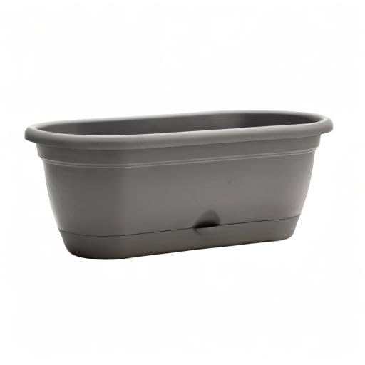Bloem: Lucca Self Watering Window Box Planter: 18" - Charcoal Gray - Durable Long Lasting Plastic Pot, Indoor Outdoor Use, Gardening, 2.5 Gal Capacity